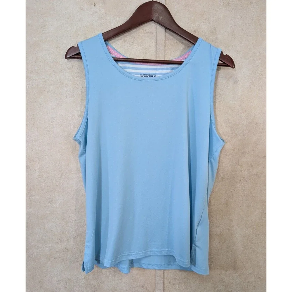 2 Muk Luks Pajama Tank Tops Womens L Blue Cloud Knit Sleepwear Nightshirts - Picture 2 of 9